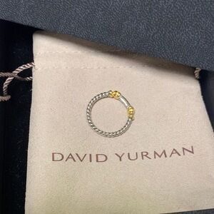 David Yurman Silver Cable Ring with Yellow Gold Accents